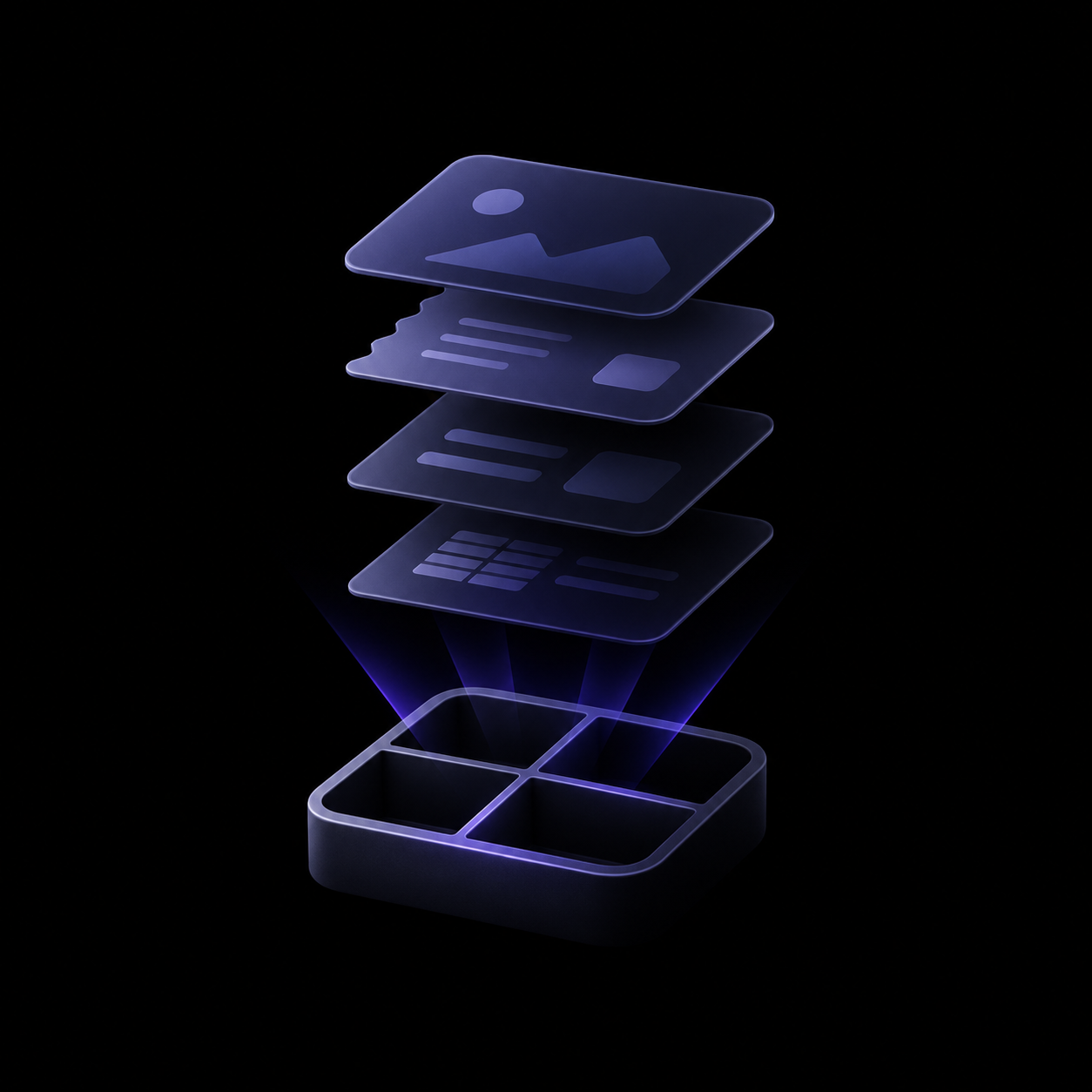 Captures flottantes descendant se ranger automatiquement dans la grille structurée de SecondBrain AI